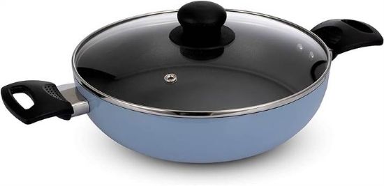 Picture of Fackelmann Cologne Range Non-Stick Aluminium Kadai with Glass Lid 24 cm