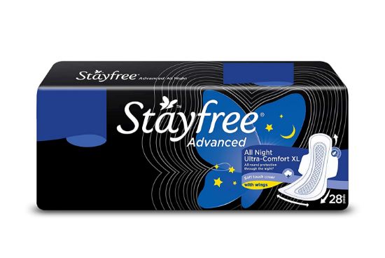 Picture of Stayfree Advanced All Night Ultra-Comfort Sanitary Napkin with Wings (XL) 28 pads