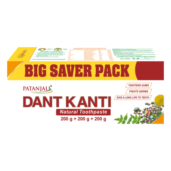 Picture of Patanjali Dant Kanti Natural Toothpaste 200gm ( pack of 3 )