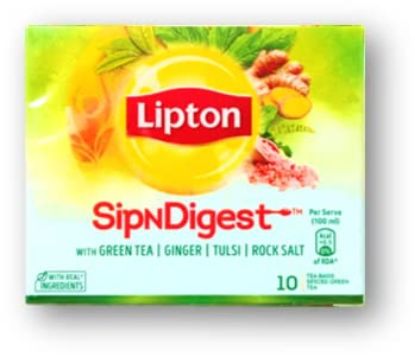 Picture of Lipton SipNDigest With Green Tea | Ginger, Tulsi, Rock Salt | 10 Spiced Green Tea Bags Unique