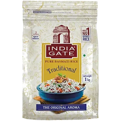 Picture of India Gate Traditional Pure Basmati Rice, 1 kg