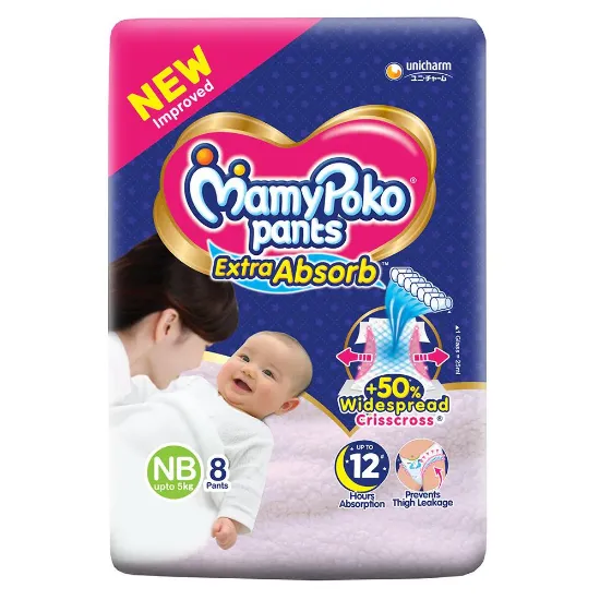 Picture of MamyPoko Extra Absorb New Born Pants (NB) 8 Pants (Up to 5 kg)