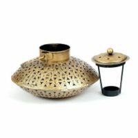 Picture of Desert Art Handpainted Iron Jali Golden Pot Degchi T Light