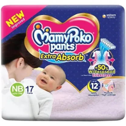 Picture of MamyPoko Extra Absorb New Born Pants 17 count (Up to 5 kg)