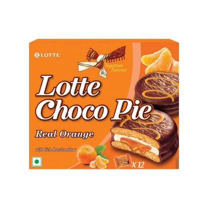 Picture of Lotte Real Orange Choco Pie 28 gm (12 pcs) (336 gm)