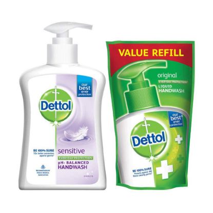 Picture of Dettol Liquid Sensitive Handwash - 200 ml with Free Dettol Original Liquid Hand Wash Pouch - 175 ml