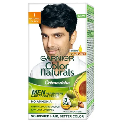 Picture of Garnier Color Naturals Creme Riche Ammonia Free Men Hair Color, Natural Black (1) (30 ml + 30 g )