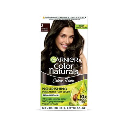 Picture of Garnier Color Naturals Crème Hair Color, Shade 3 Darkest Brown (35ml+30g)