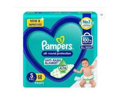 Picture of Pampers All round Protection Pants, Small size baby diapers (S) 68 Count (4~8kg)