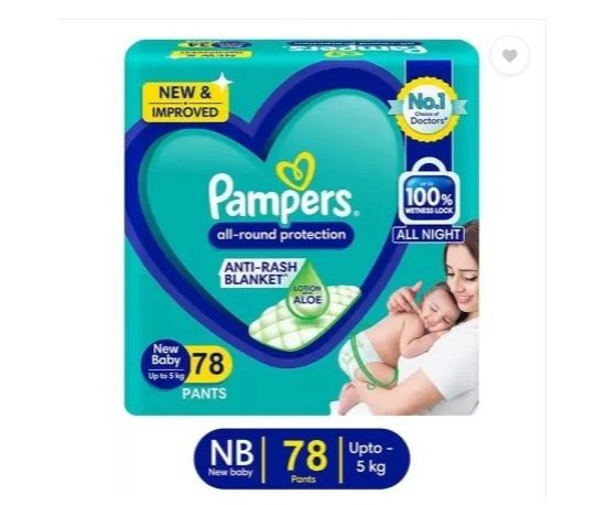 Picture of Pampers All round Protection Pants, Small size baby diapers (NB) 78 Count (UP TO 5kg )